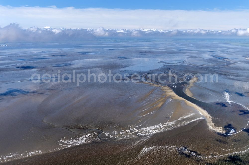 Aerial image Cuxhaven - Wadden Sea of North Sea Coast near Cuxhaven in the state Lower Saxony