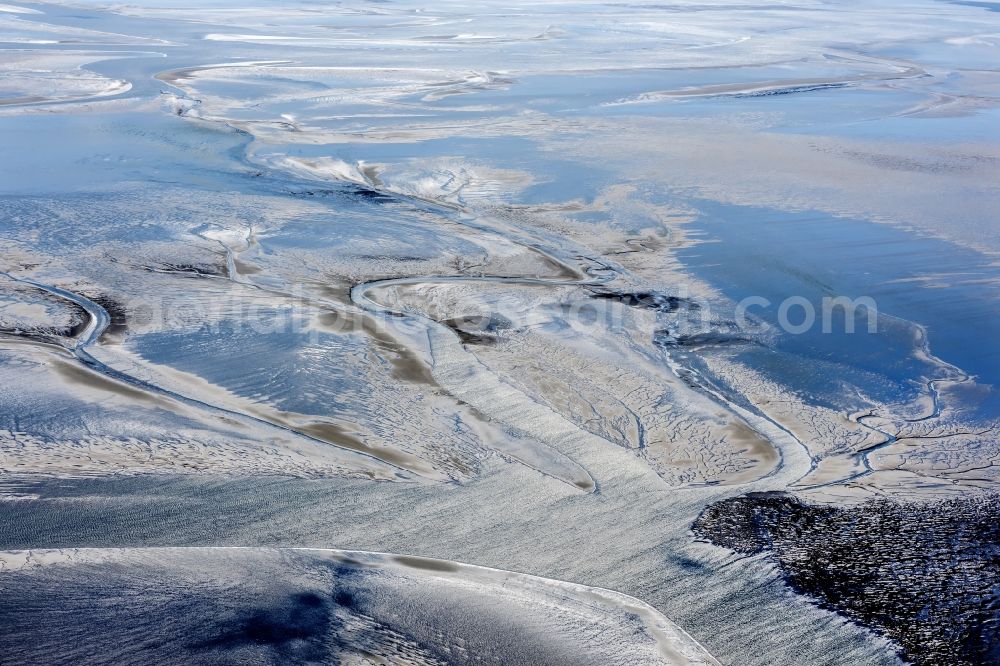 Aerial image Cuxhaven - Wadden Sea of North Sea Coast near Cuxhaven in the state Lower Saxony