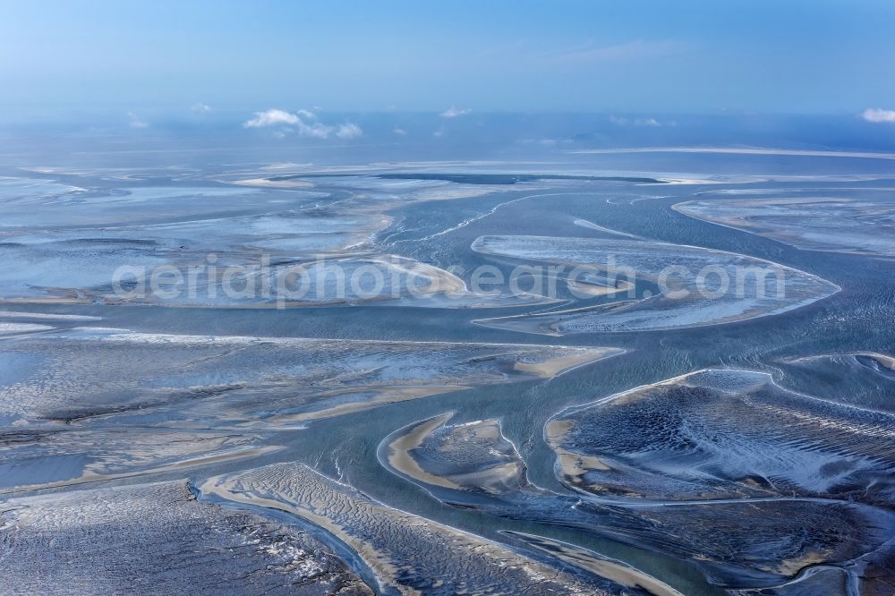 Cuxhaven from the bird's eye view: Wadden Sea of North Sea Coast near Cuxhaven in the state Lower Saxony