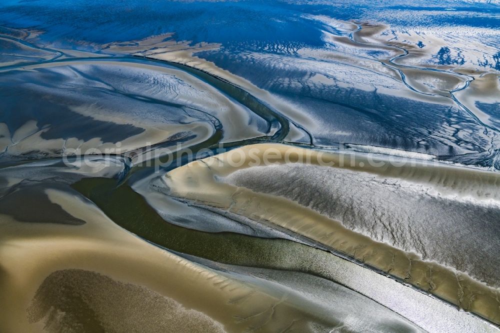 Cuxhaven from above - Wadden Sea of North Sea Coast near Cuxhaven in the state Lower Saxony