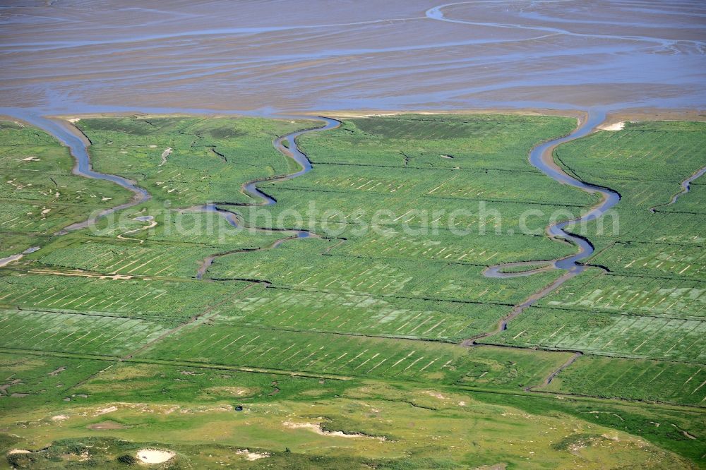 Norderney from above - Wadden Sea of North Sea Coast near island Norderney in the state Lower Saxony