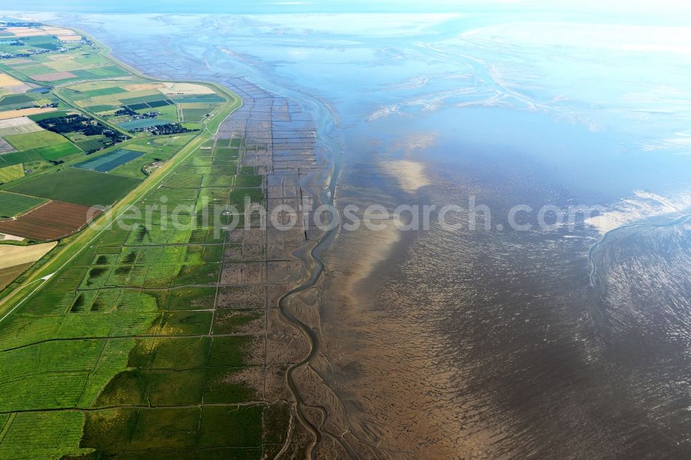 Aerial image Tating - Wadden Sea of North Sea Coast near Tating in the state Schleswig-Holstein