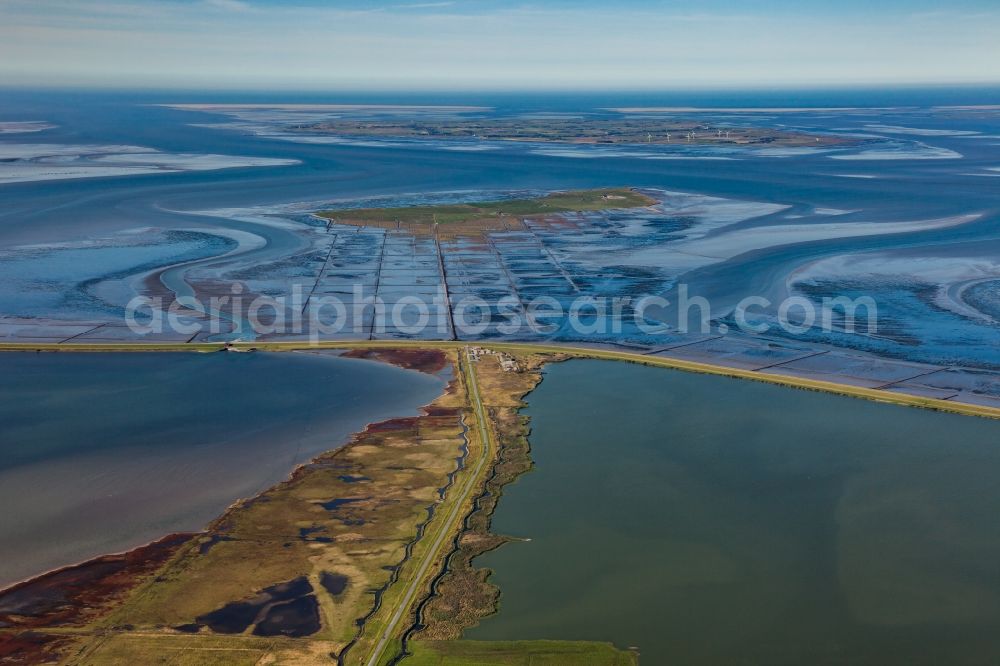 Aerial photograph Hattstedtermarsch - Wadden Sea of North Sea Coast on Beltringharder Koog on Luettmoordonm in Hattstedtermarsch in the state Schleswig-Holstein, Germany