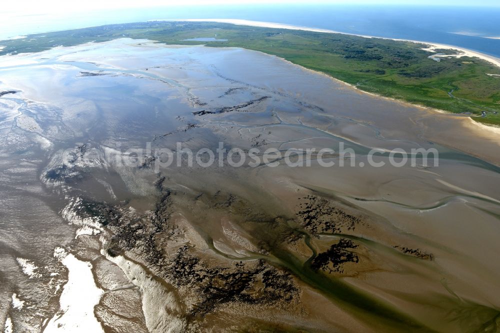 Borkum from above - Wadden Sea of North Sea Coast in Borkum in the state Lower Saxony