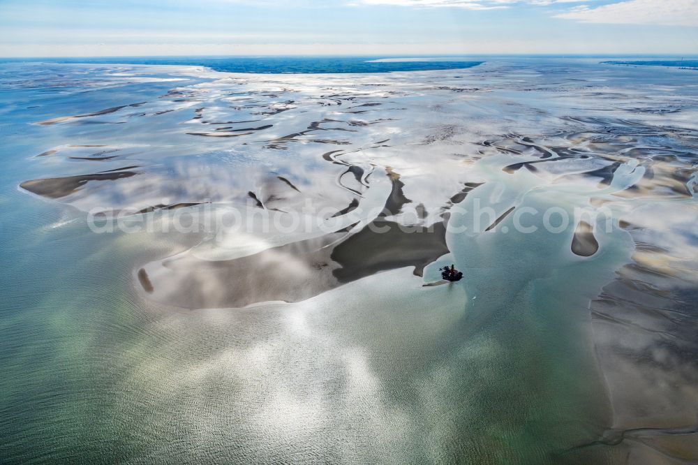 Butjadingen from above - Wadden Sea of North Sea Coast in Butjadingen in the state Lower Saxony, Germany