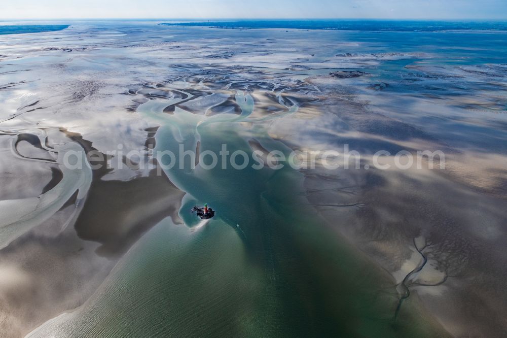 Butjadingen from the bird's eye view: Wadden Sea of North Sea Coast in Butjadingen in the state Lower Saxony, Germany