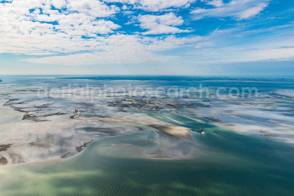 Butjadingen from the bird's eye view: Wadden Sea of North Sea Coast in Butjadingen in the state Lower Saxony, Germany