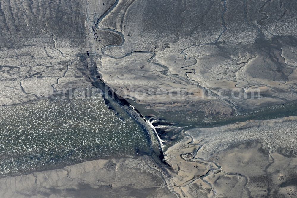 Aerial image Cuxhaven - Wadden Sea of North Sea Coast while ebb in Cuxhaven in Germany