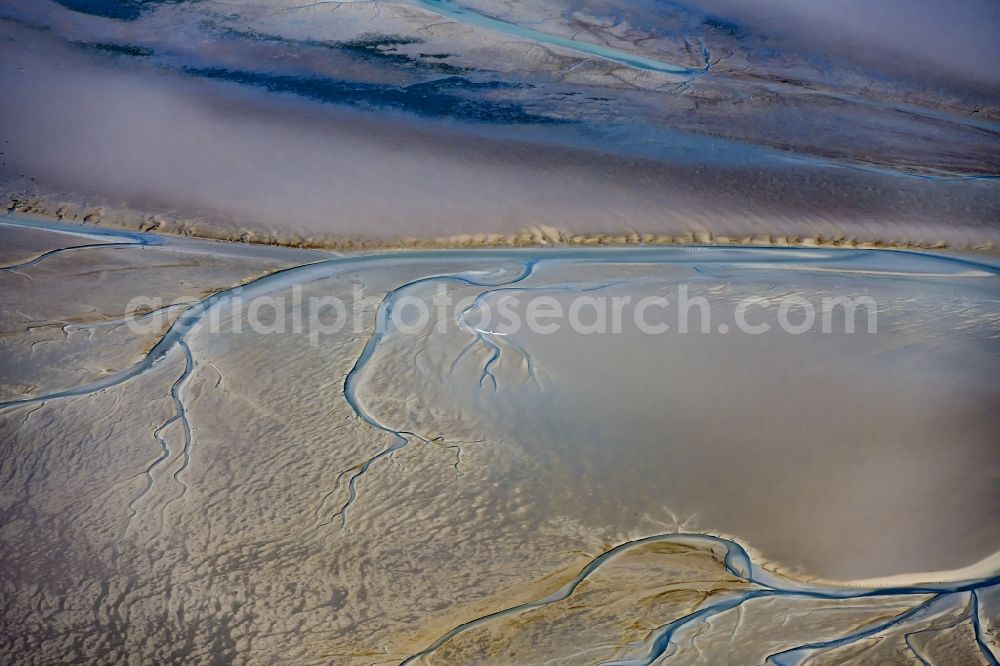 Friedrichskoog from the bird's eye view: Wadden Sea of North Sea Coast before Friedrichskoog in the state Schleswig-Holstein, Germany