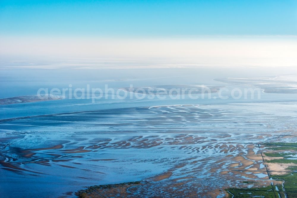 Aerial image Hornhuizen - Wadden Sea of North Sea Coast in Hornhuizen in Groningen, Netherlands