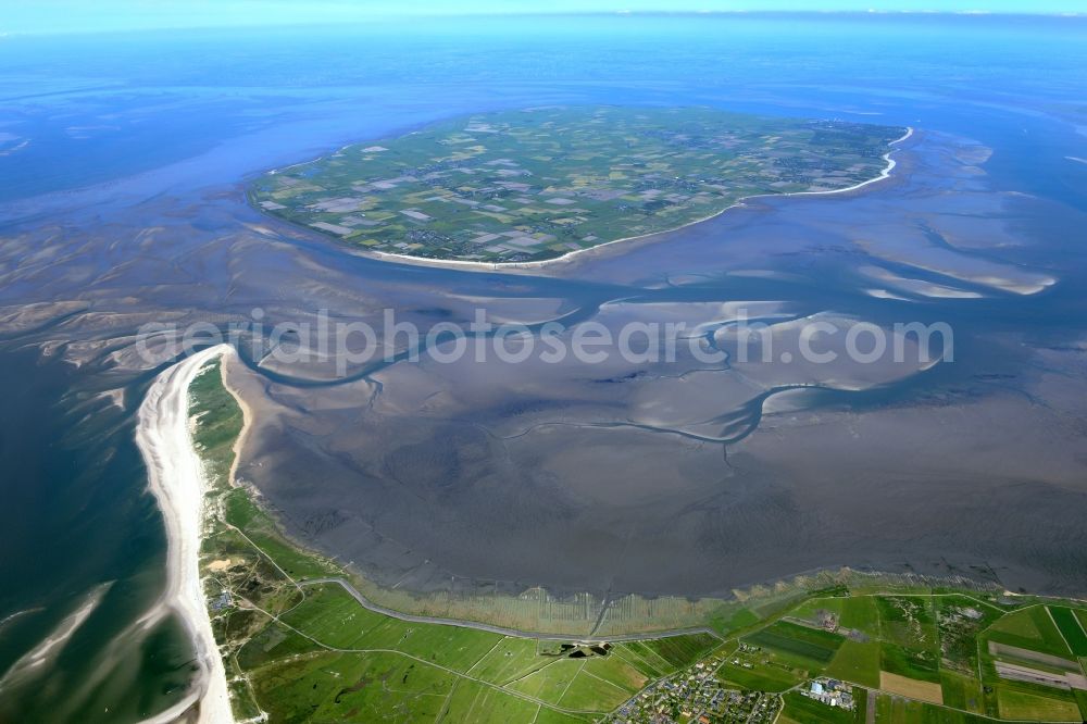 Aerial image Utersum - Wadden Sea of North Sea Coast in between the nothern tip of Amrum and the island Foehr in the state Schleswig-Holstein