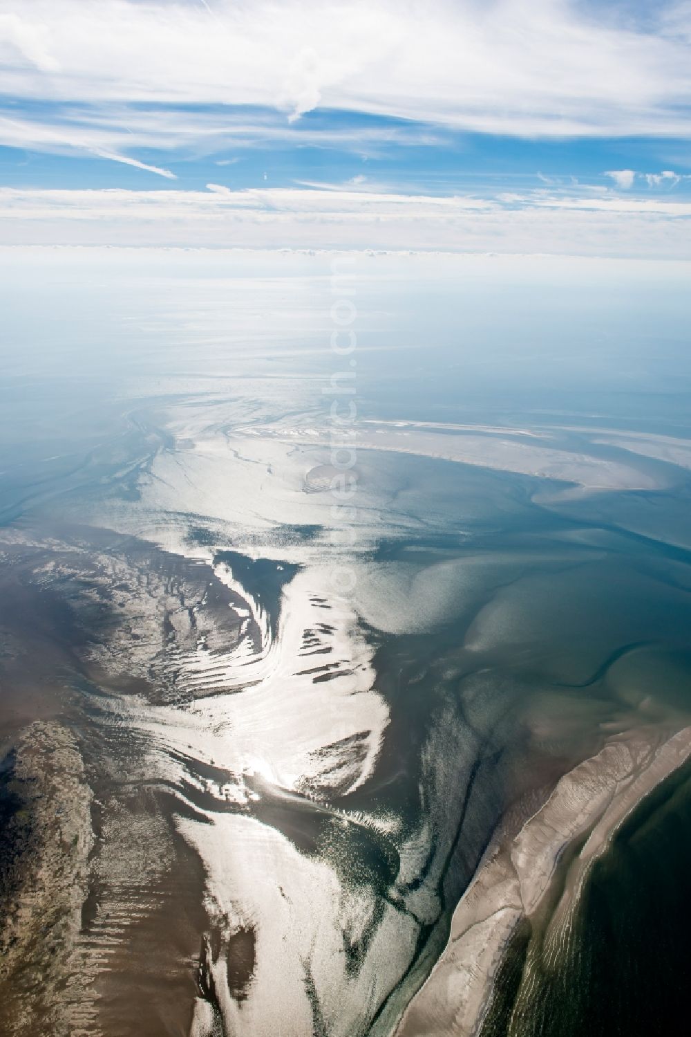 Aerial photograph Nigehörn - Wadden Sea of North Sea Coast the island in Nigehoern in the state Hamburg