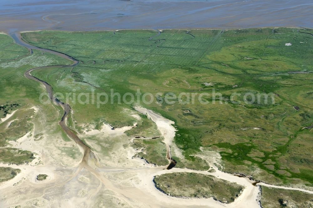 Norderney from the bird's eye view: Wadden Sea of North Sea Coast on island Norderney in the state Lower Saxony