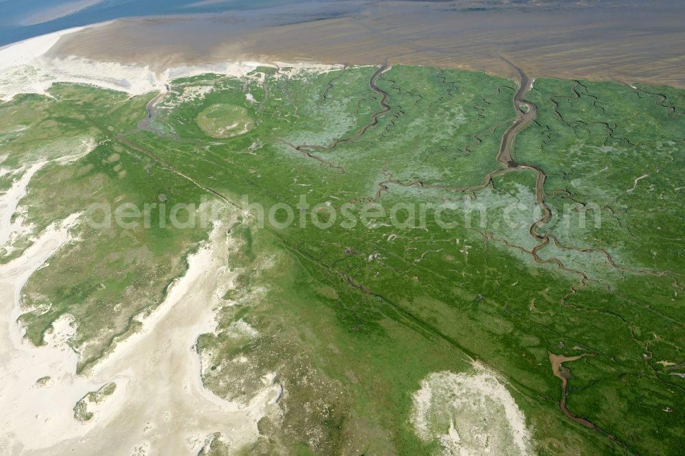 Aerial image Norderney - Wadden Sea of North Sea Coast on island Norderney in the state Lower Saxony