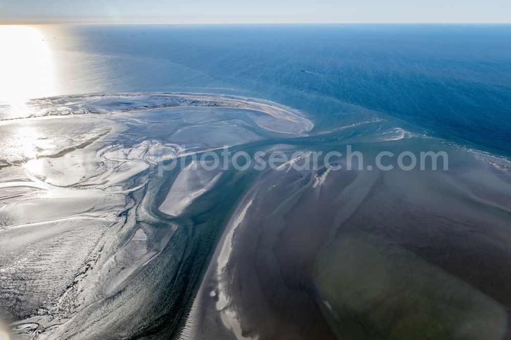 Scharhörn from above - Wadden Sea of a??a??the North Sea coast with the islands Scharhoern and Nigehoern in the state Hamburg, Germany