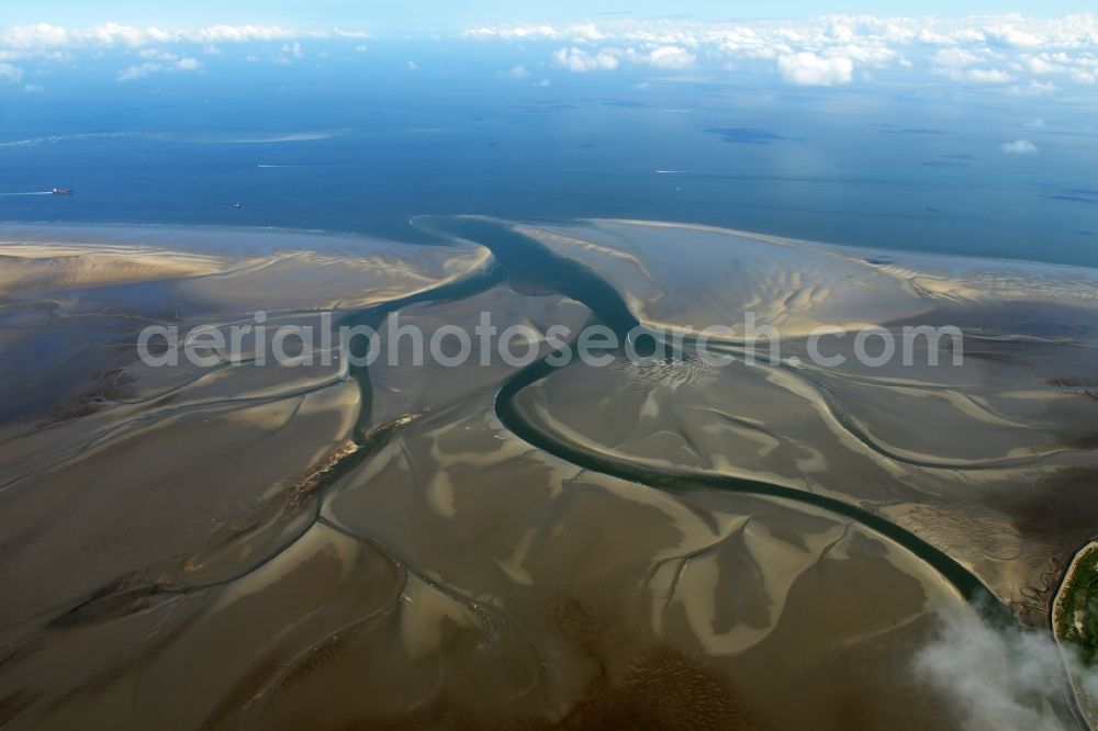 Aerial photograph Hamburg - Wadden Sea of North Sea Coast next to the island Neuwerk in Hamburg in Germany