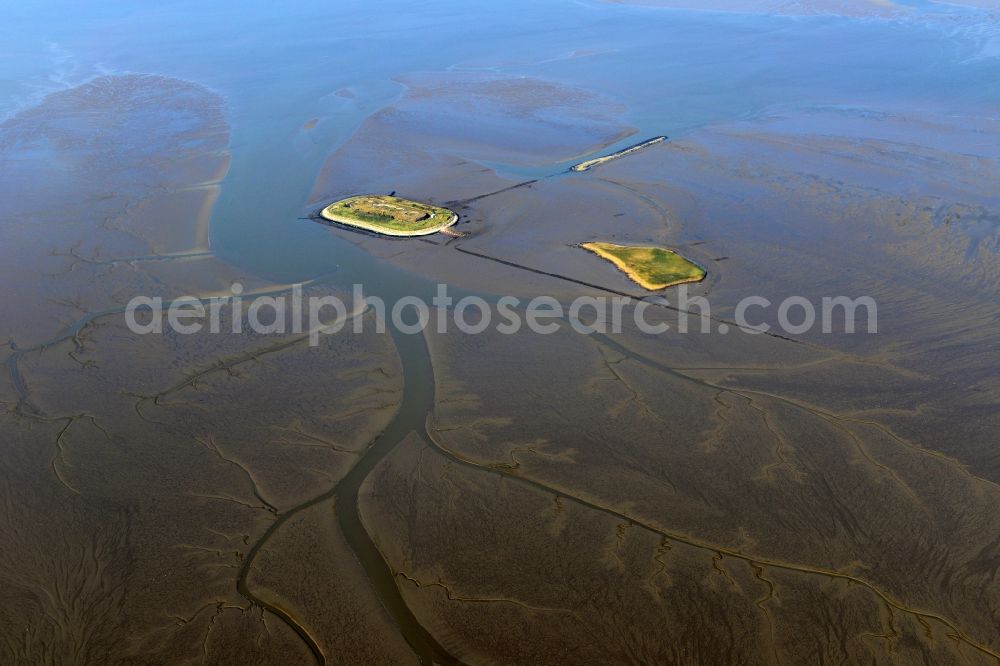 Aerial photograph Nordenham - Island Langluetjen II in Wadden Sea of North Sea Coast in Nordenham in the state Lower Saxony