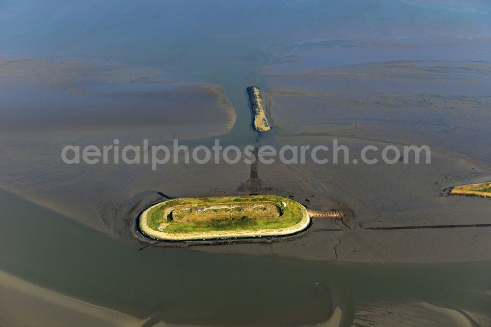 Aerial image Nordenham - Island Langluetjen II in Wadden Sea of North Sea Coast in Nordenham in the state Lower Saxony