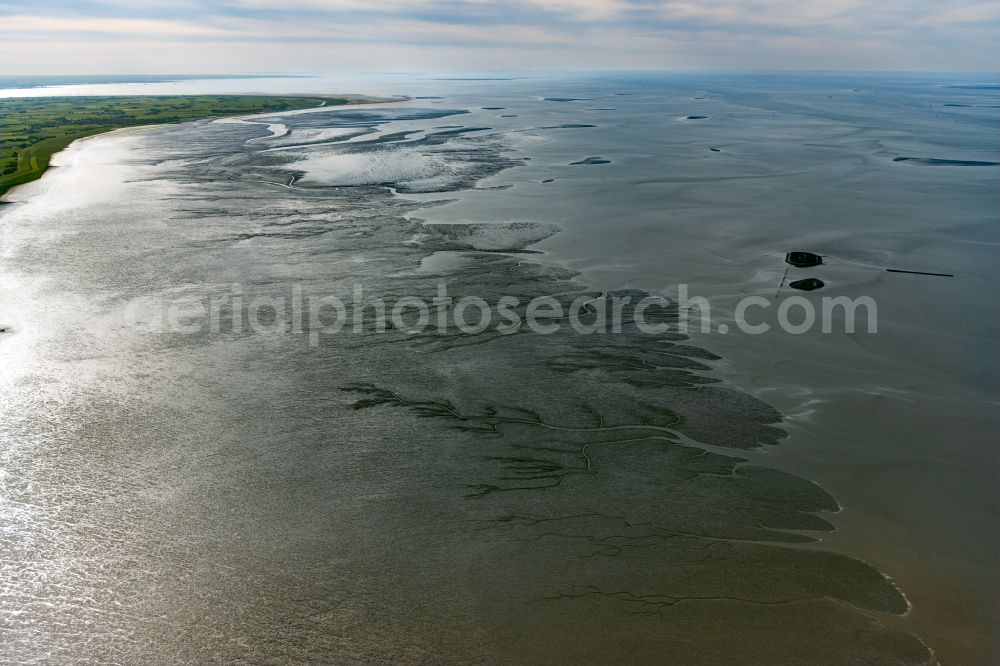 Nordenham from above - Wadden Sea of North Sea Coast in Nordenham in the state Lower Saxony, Germany