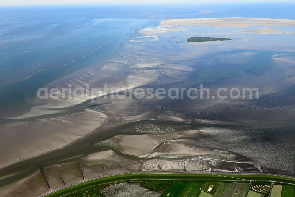 Pellworm from above - Wadden Sea of North Sea Coast in Pellworm in the state Schleswig-Holstein