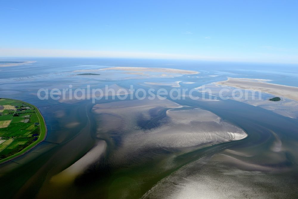 Aerial image Pellworm - Wadden Sea of North Sea Coast in Pellworm in the state Schleswig-Holstein