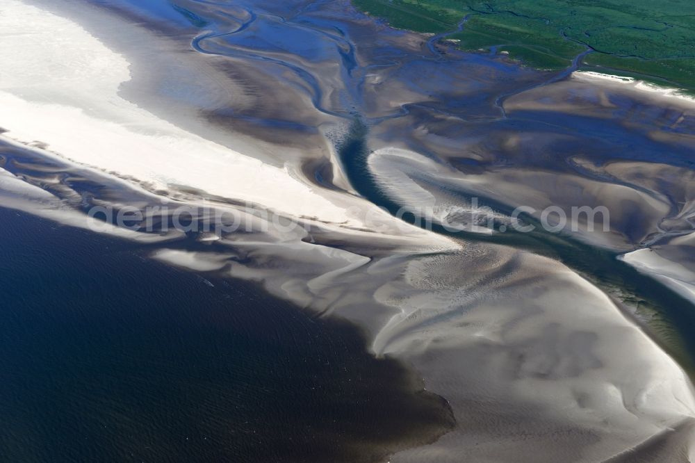 Aerial image Pellworm - Wadden Sea of North Sea Coast in Pellworm in the state Schleswig-Holstein