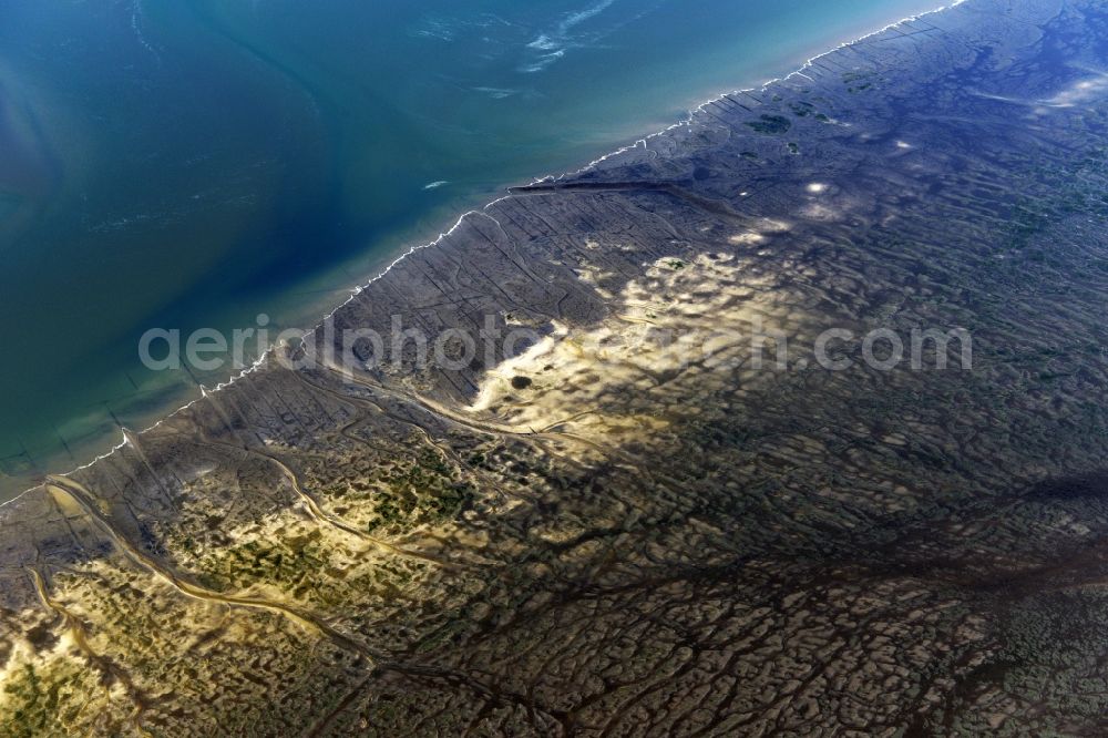 Pellworm from the bird's eye view: Wadden Sea of North Sea Coast in Pellworm in the state Schleswig-Holstein