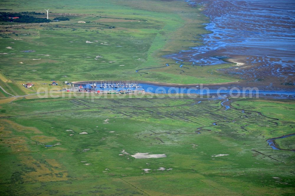 Spiekeroog from above - Wadden Sea of North Sea Coast in Spiekeroog in the state Lower Saxony