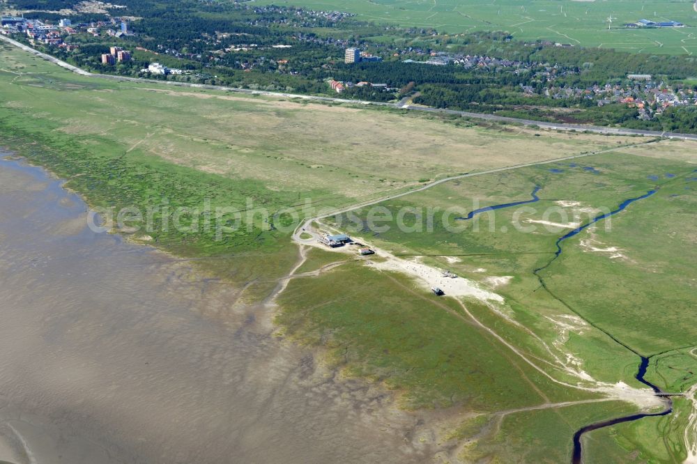 Spiekeroog from above - Wadden Sea of North Sea Coast in Spiekeroog in the state Lower Saxony