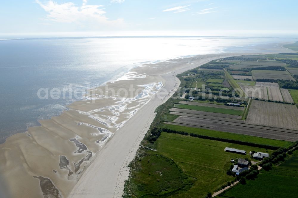 Nieblum from the bird's eye view: Wadden Sea of North Sea Coast Island Foehr near Nieblum in the state Schleswig-Holstein