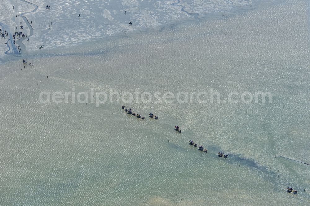 Cuxhaven from the bird's eye view: Wadden Sea of North Sea Coast with mudflat migration at the creek formation in Sahlenburg in the state Lower Saxony, Germany