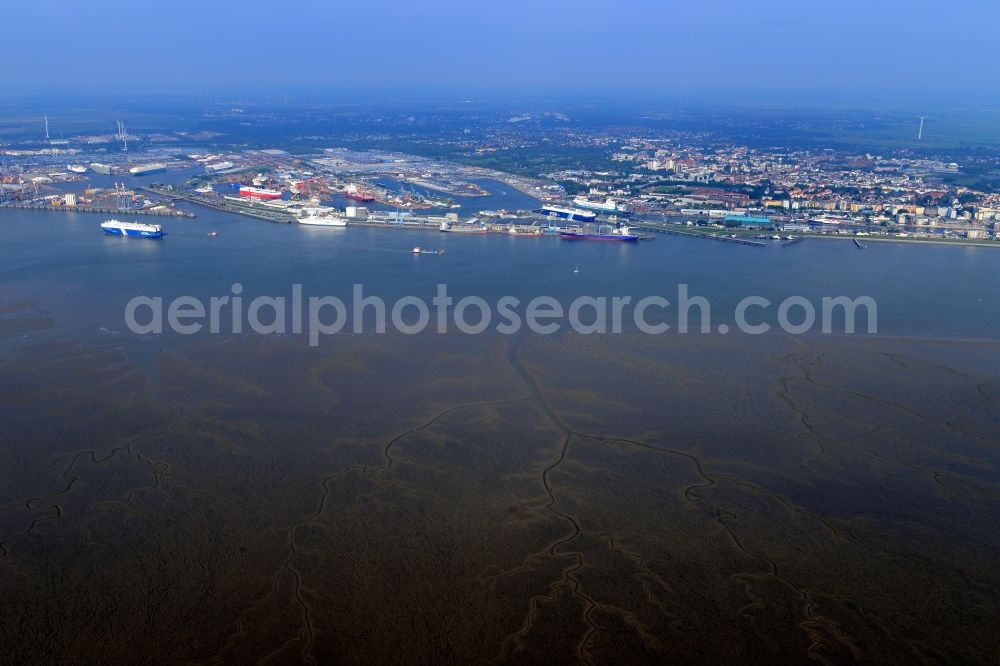 Aerial image Wurster Nordseeküste - Wadden Sea of North Sea Coast in Wurster Nordseekueste in the state Lower Saxony