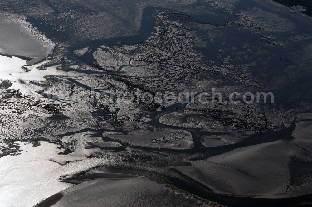 Spiekeroog from above - Wadden Sea tidal creeks before Spiekeroog on the North Sea in Lower Saxony