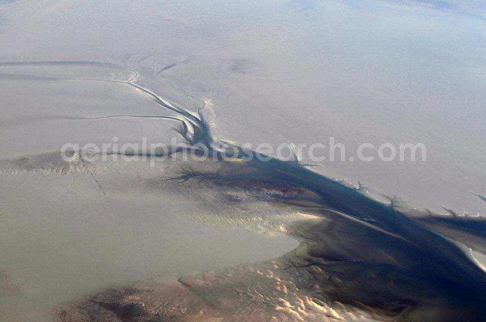 Aerial image Spiekeroog - Wadden Sea tidal creeks before Spiekeroog on the North Sea in Lower Saxony