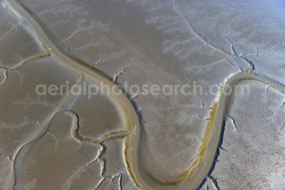 Aerial image Dangast - Wadden Sea with the low-water bed of the extension of the Jade Bay Dangaster low on the North Sea coast in the state of Lower Saxony Dangast