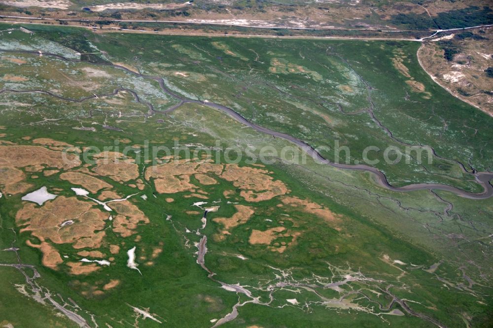 Ameland from above - Wadden Sea of the West Frisian Island of Ameland in the Netherlands