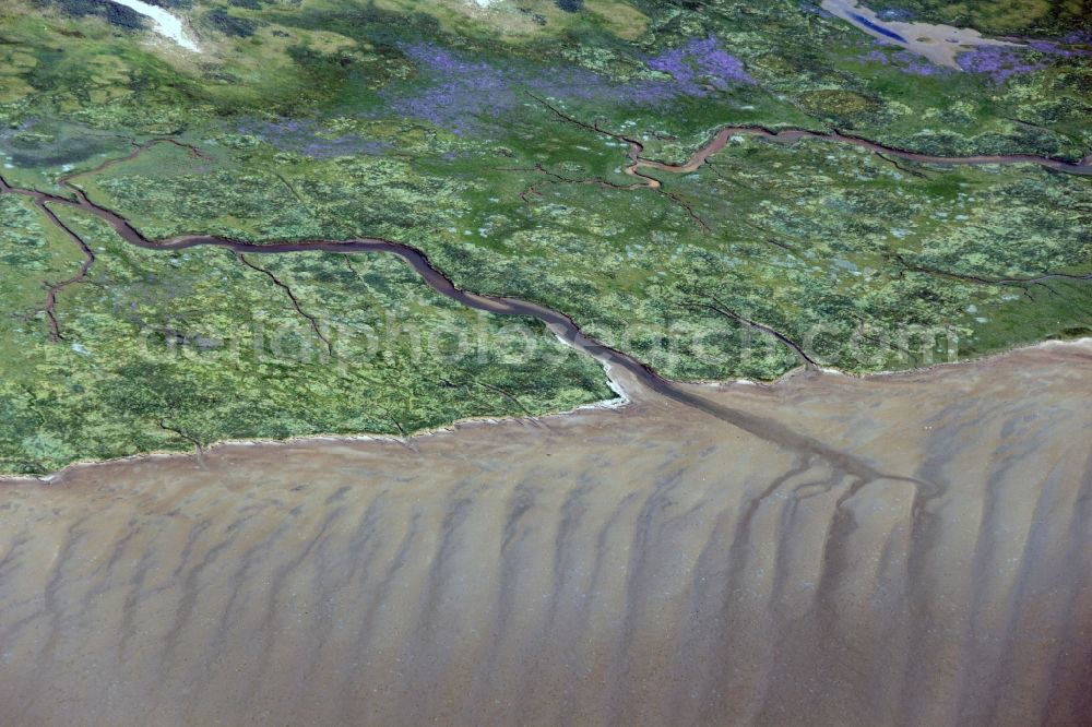 Ameland from the bird's eye view: Wadden Sea of the West Frisian Island of Ameland in the Netherlands