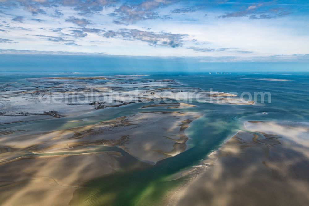 Wurster Nordseeküste from above - Wadden Sea of North Sea Coast in Wurster Nordseekueste in the state Lower Saxony, Germany