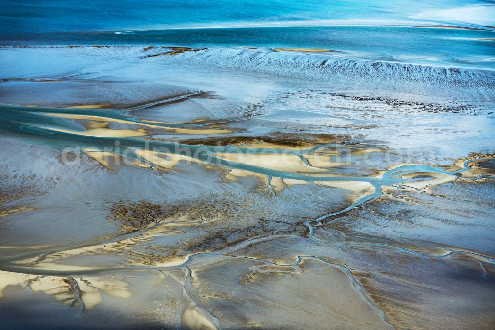 Wurster Nordseeküste from above - Wadden Sea of North Sea Coast in Wurster Nordseekueste in the state Lower Saxony, Germany