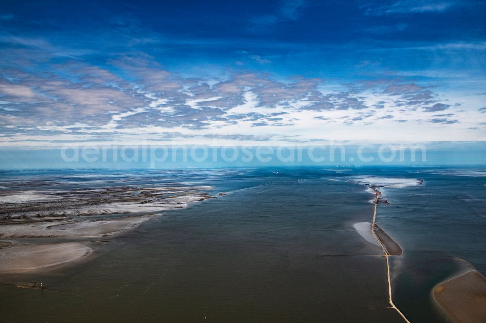 Wurster Nordseeküste from above - Structures landscape with tidal creek formation in the Wadden Sea on the outer Weser of the Wurster North Sea coast in the state Lower Saxony, Germany