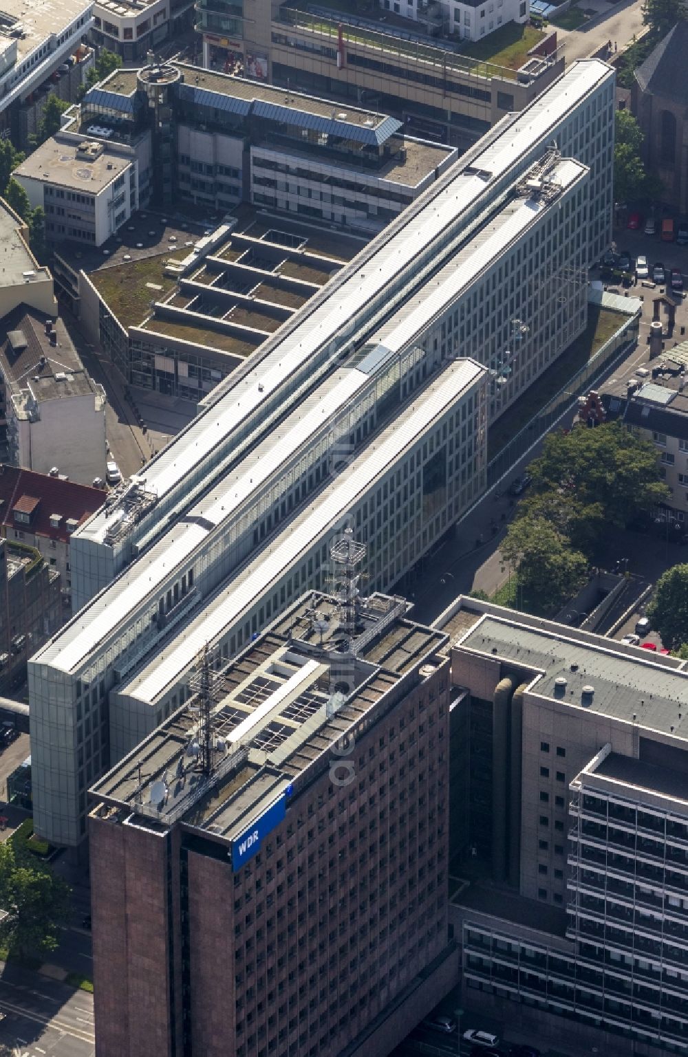 Aerial image Köln - WDR West German Broadcasting - Vierscheibenhaus the radio station in the center of Cologne in North Rhine-Westphalia