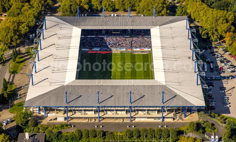 Duisburg from the bird's eye view: wedau Sports Park with the MSV-Arena in the district Neudorf-Sued in Duisburg at Ruhrgebiet in North Rhine-Westphalia