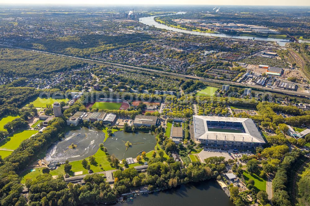 Duisburg from above - Wedau Sports Park with the MSV-Arena (formerly Wedaustadion) in Duisburg in North Rhine-Westphalia