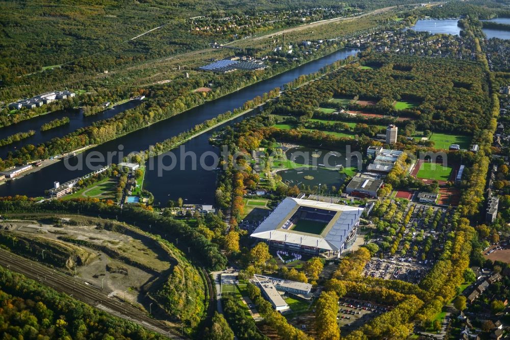 Aerial photograph Duisburg - Wedau Sports Park with the MSV-Arena (formerly Wedaustadion) in Duisburg in North Rhine-Westphalia