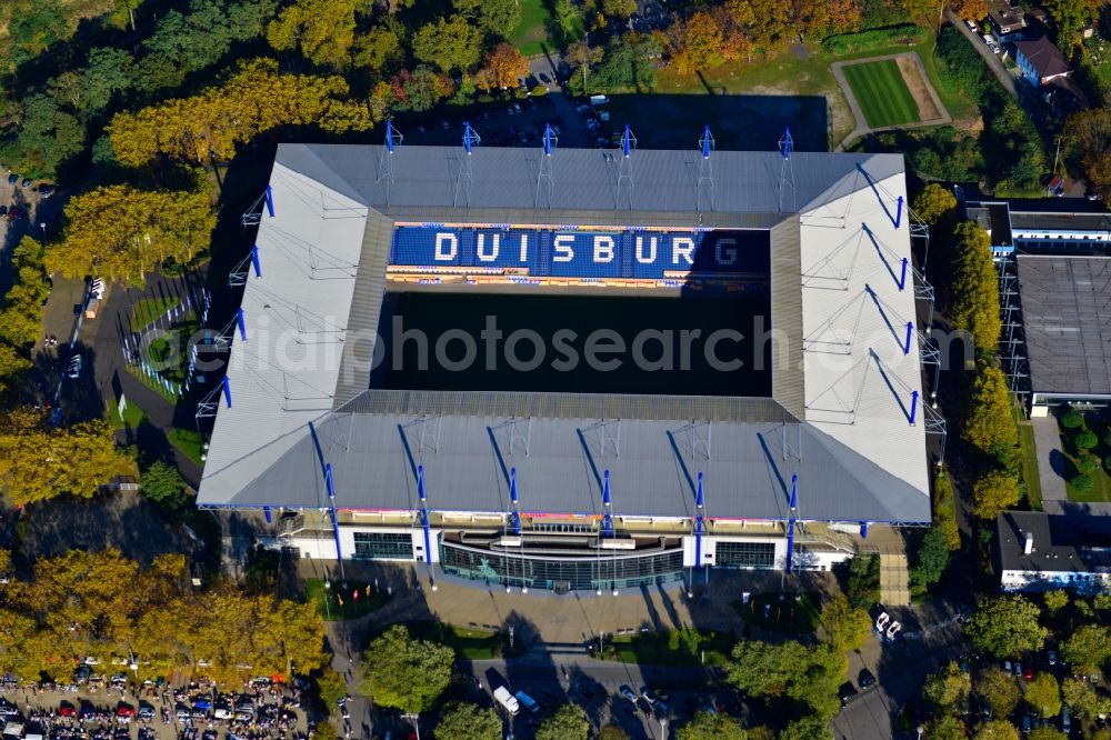 Aerial image Duisburg - Wedau Sports Park with the MSV-Arena (formerly Wedaustadion) in Duisburg in North Rhine-Westphalia