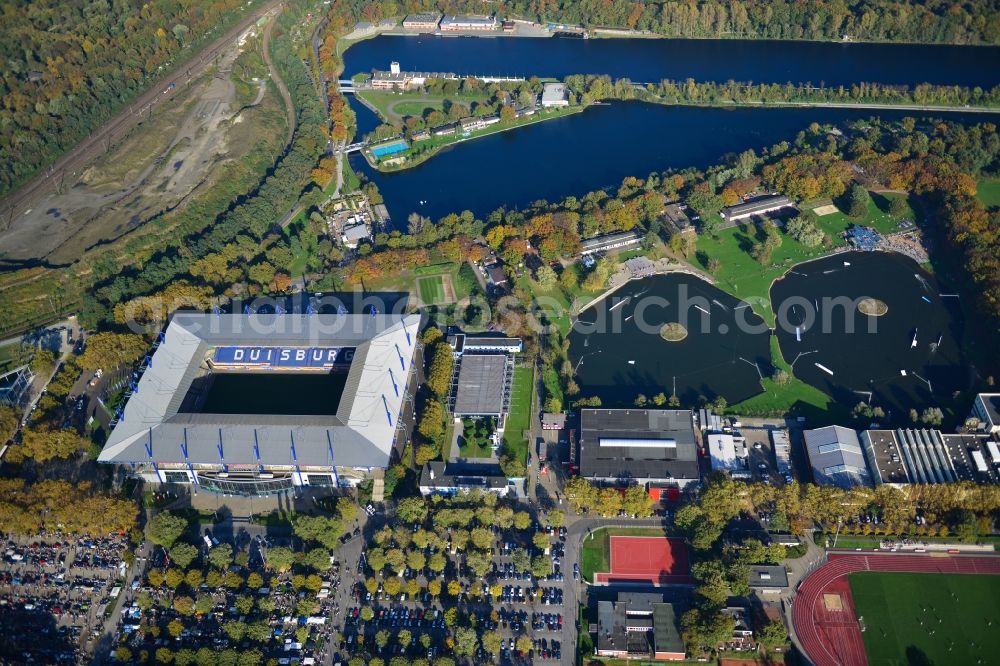 Aerial photograph Duisburg - Wedau Sports Park with the MSV-Arena (formerly Wedaustadion) in Duisburg in North Rhine-Westphalia