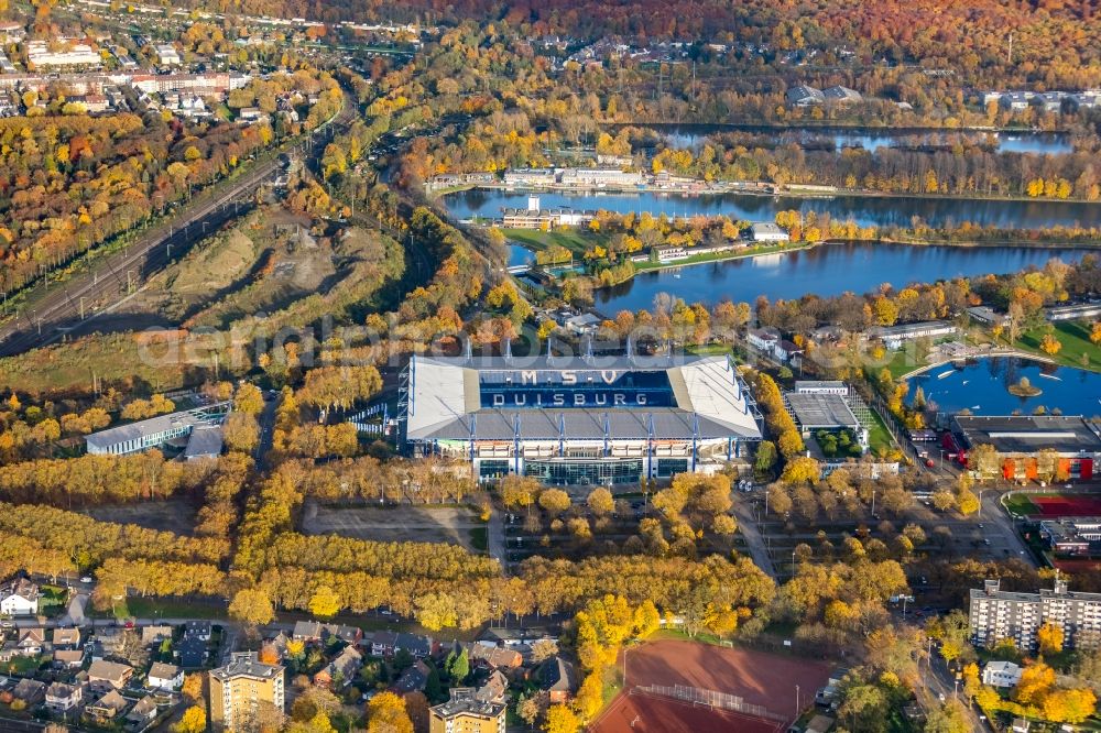 Duisburg from above - Wedau Sports Park with the MSV-Arena (formerly Wedaustadion) in Duisburg in North Rhine-Westphalia