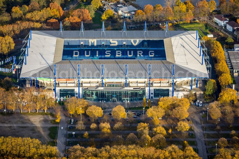 Duisburg from the bird's eye view: Wedau Sports Park with the MSV-Arena (formerly Wedaustadion) in Duisburg in North Rhine-Westphalia