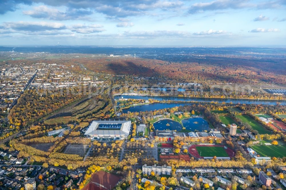 Aerial image Duisburg - Wedau Sports Park with the MSV-Arena (formerly Wedaustadion) in Duisburg in North Rhine-Westphalia