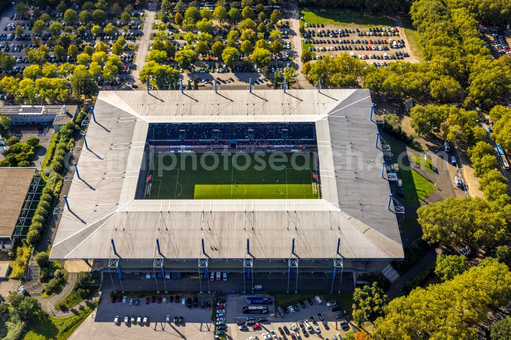 Aerial photograph Duisburg - Wedau Sports Park with the MSV-Arena (formerly Wedaustadion) in Duisburg in North Rhine-Westphalia